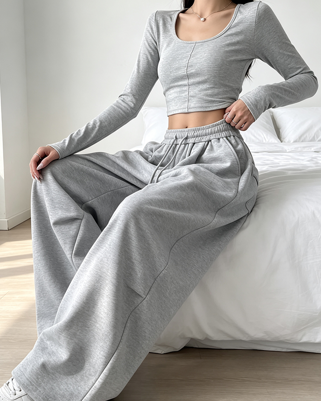 Women's Loose Wide Leg Cargo Sweatpants, Elastic Drawstring High Waist Casual Streetwear Jogger Pants